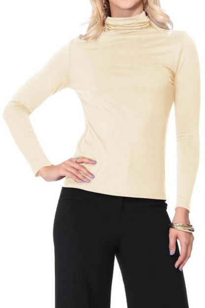 Solid Color Lightweight Mock Neck Turtleneck Sweater Top