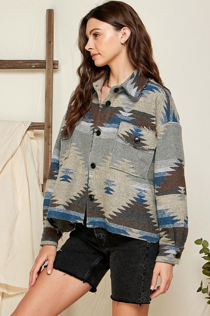 Plus Aztec/tribal Print Jacket