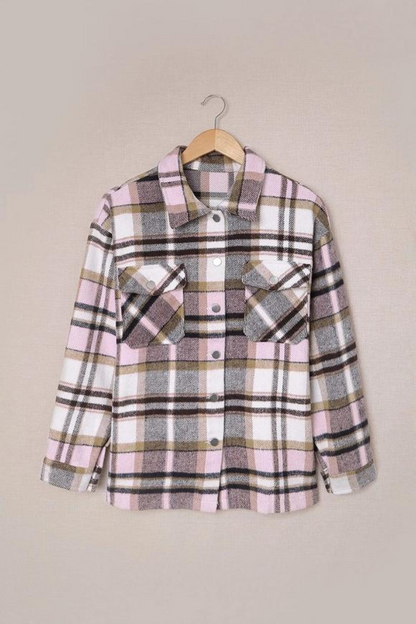 Plaid Print Pocketed Shacket