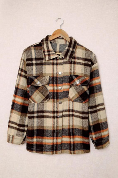 Plaid Print Pocketed Shacket