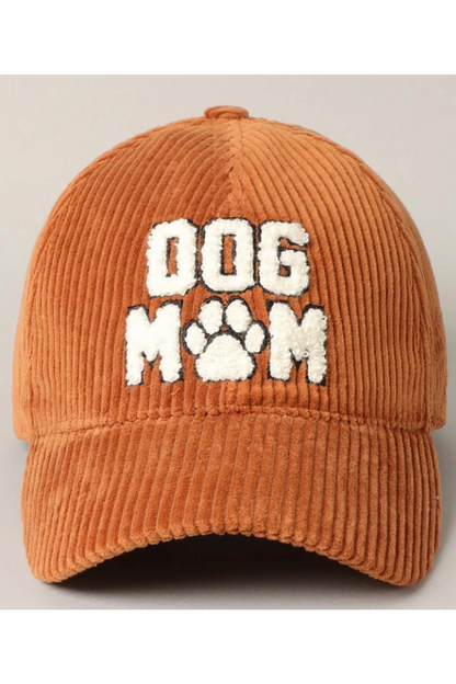 Dog Mom 3D Embroidered Corduroy Baseball Cap