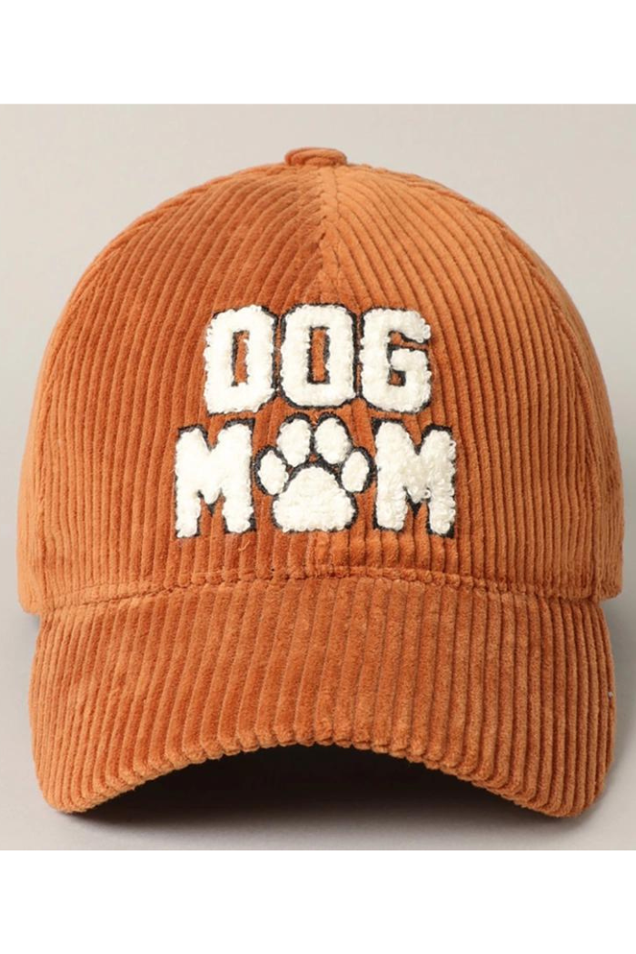 Dog Mom 3D Embroidered Corduroy Baseball Cap