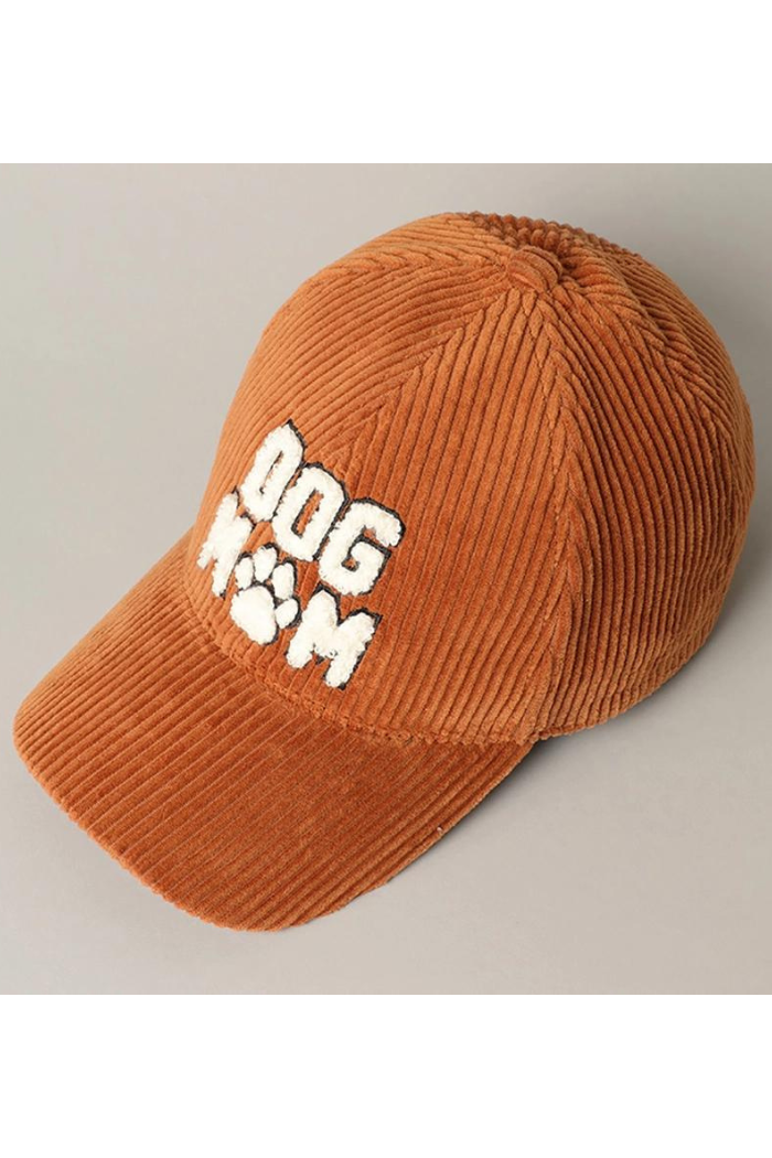 Dog Mom 3D Embroidered Corduroy Baseball Cap