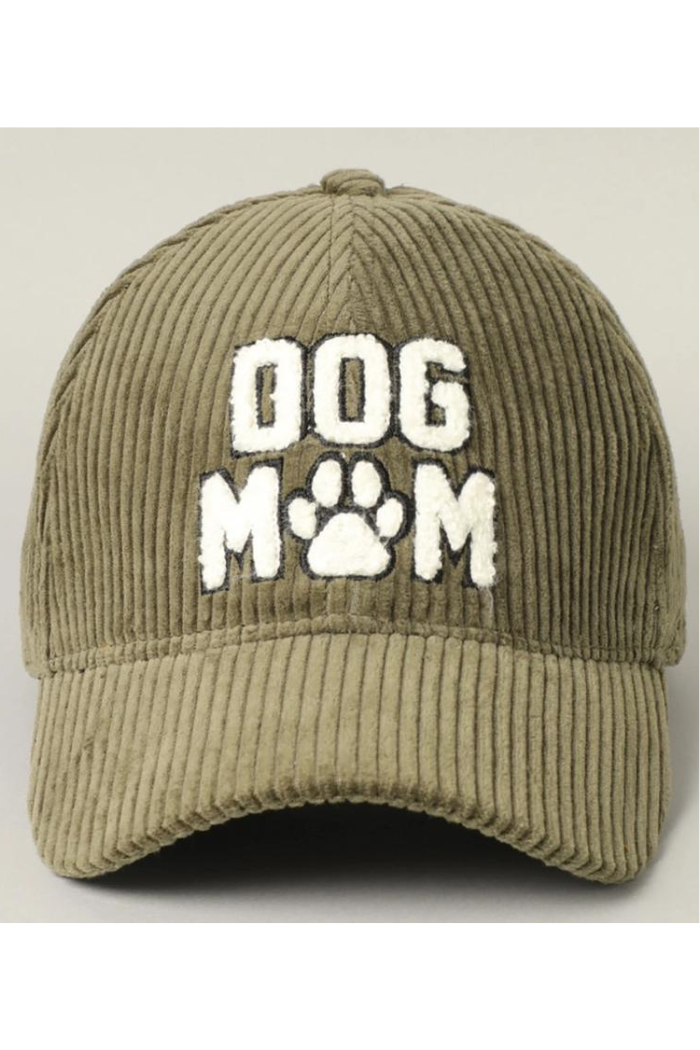 Dog Mom 3D Embroidered Corduroy Baseball Cap