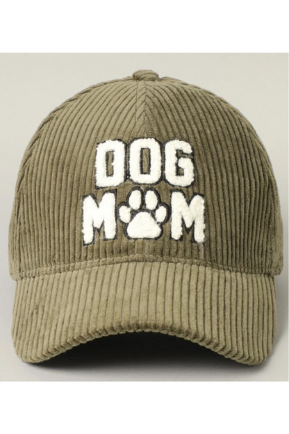 Dog Mom 3D Embroidered Corduroy Baseball Cap