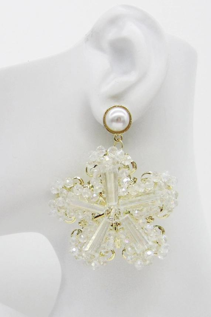 Snowflake Shaped Beaded Post Earrings