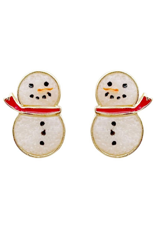 Snowman Druzy Post Earrings