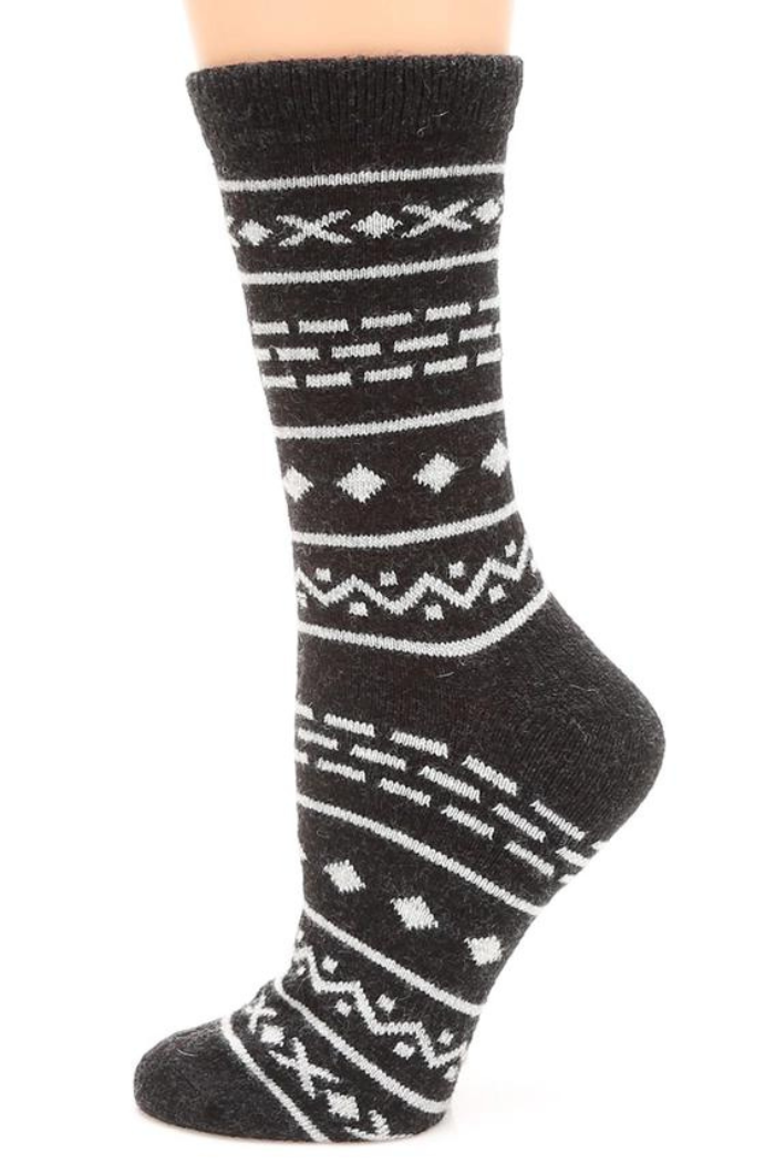 Women's Aztec Wool Blend Crew Socks