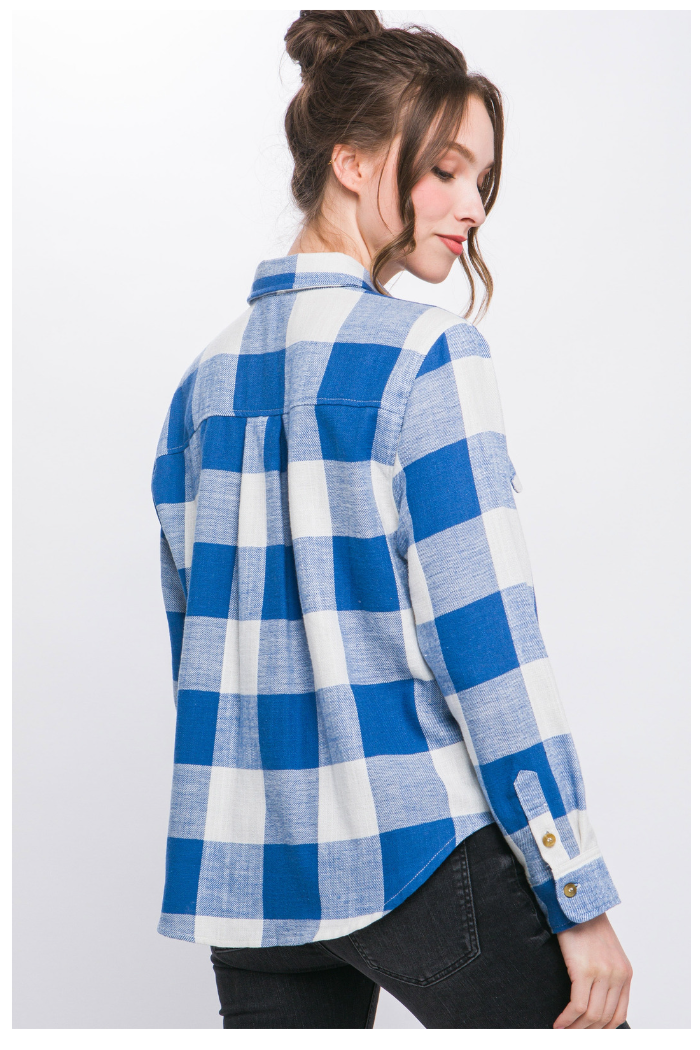 Plaid Collared Shirt With Front Pockets