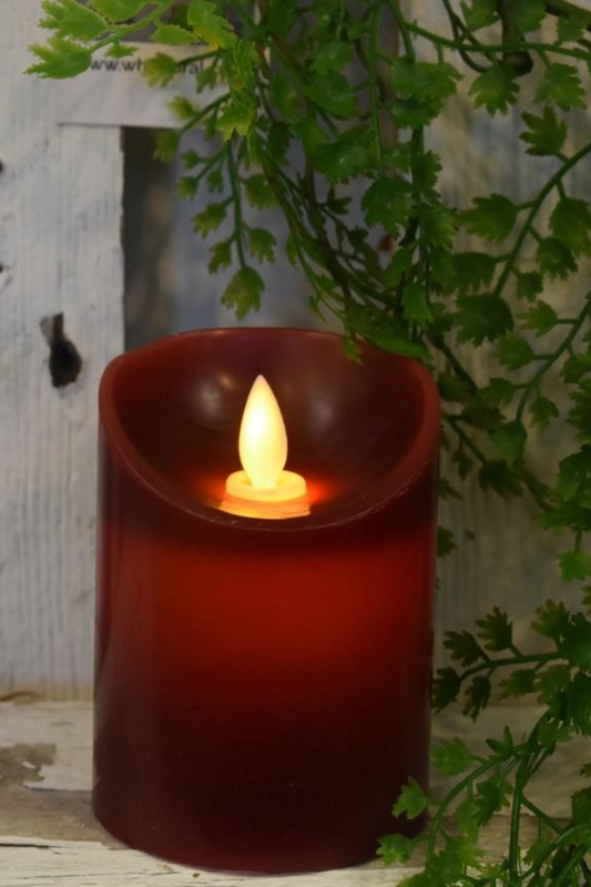Deep Red Timered Moving Flame Led Candle