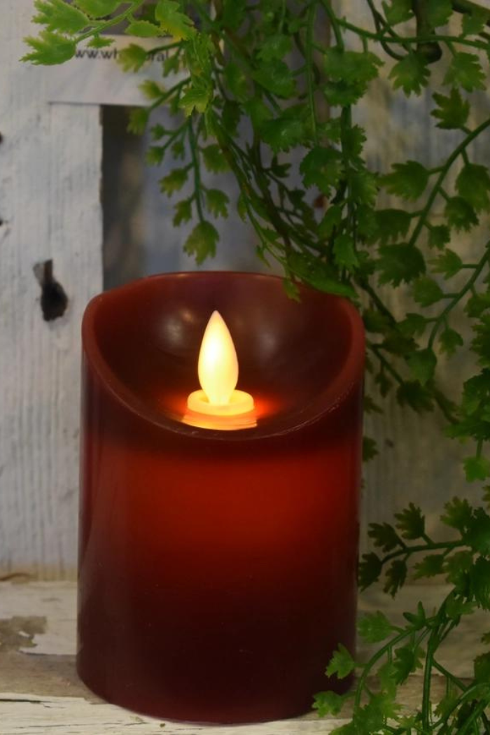 Deep Red Timered Moving Flame Led Candle