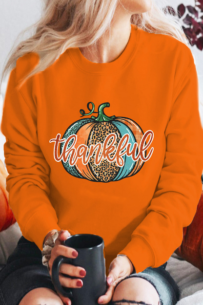 Leopard pumpkin graphic sweatshirt