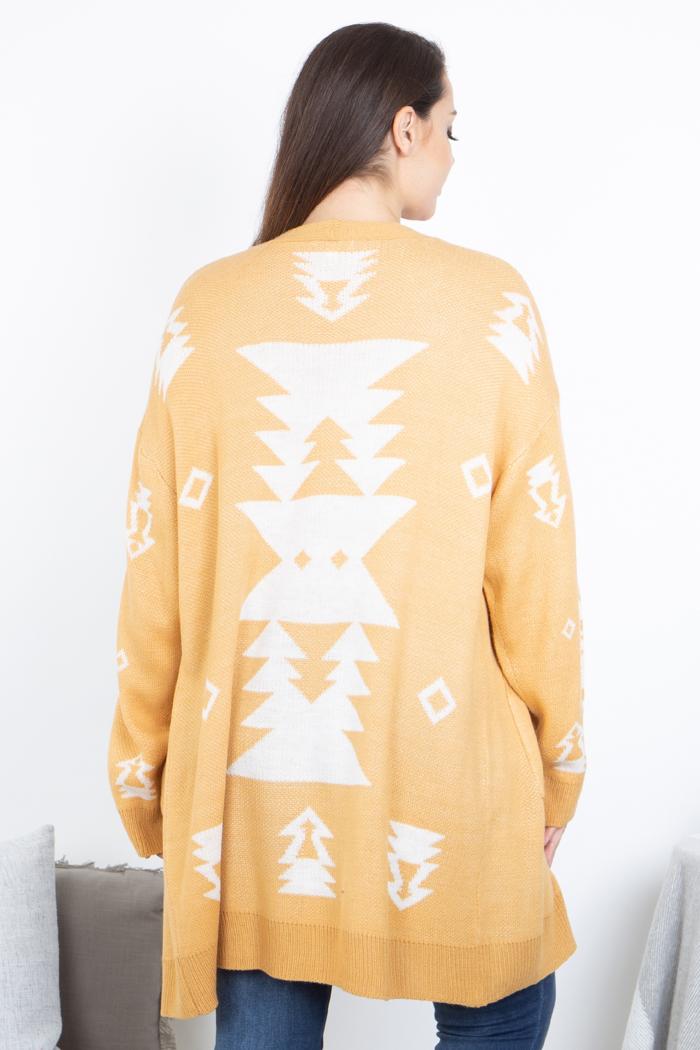 MUSTARD WHITE AZTEC CARDIGAN