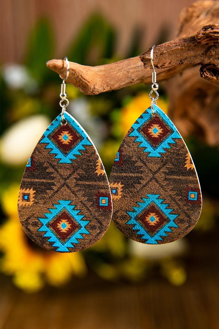 Multicolor western print earring