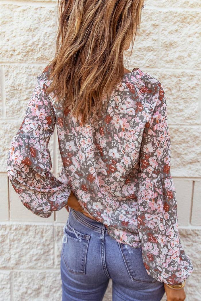 Multicolor Floral Print V Neck