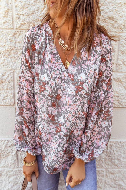 Multicolor Floral Print V Neck