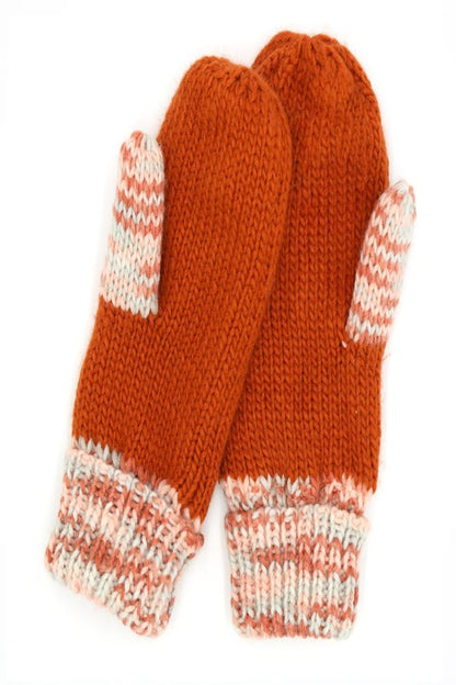 MULTICOLOR CUFF AND THUMB FLEECE MITTENS