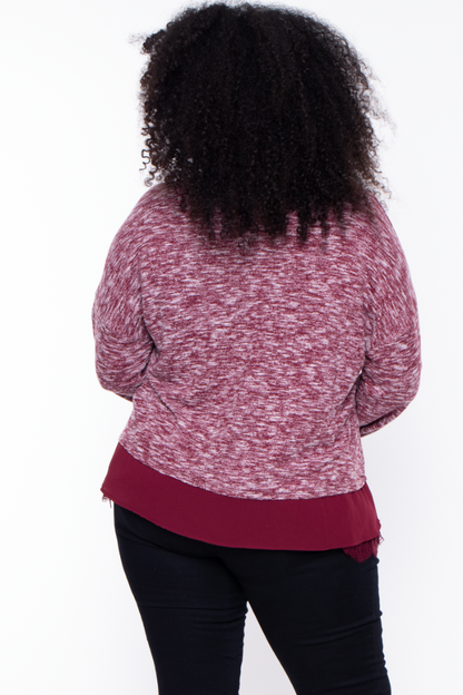 Long sleeve burgundy lace bottom/shoulder