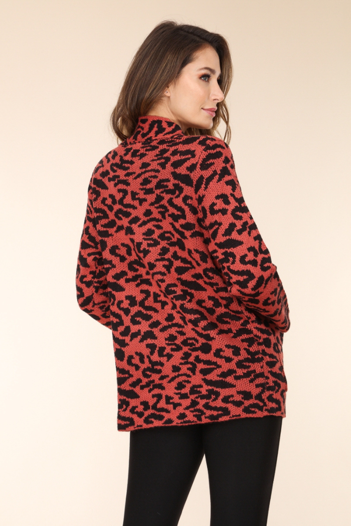 Leopard print sweater cardigan
