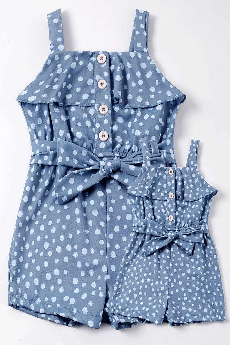 Blue dot ruffle jumpsuit mommy & me "Girls"