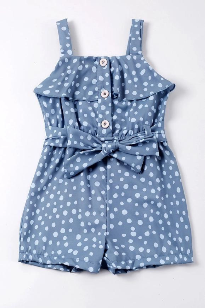 Blue dot ruffle jumpsuit mommy & me "Mommy"