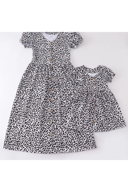 Black leopard print dress mommy & me "Girls"