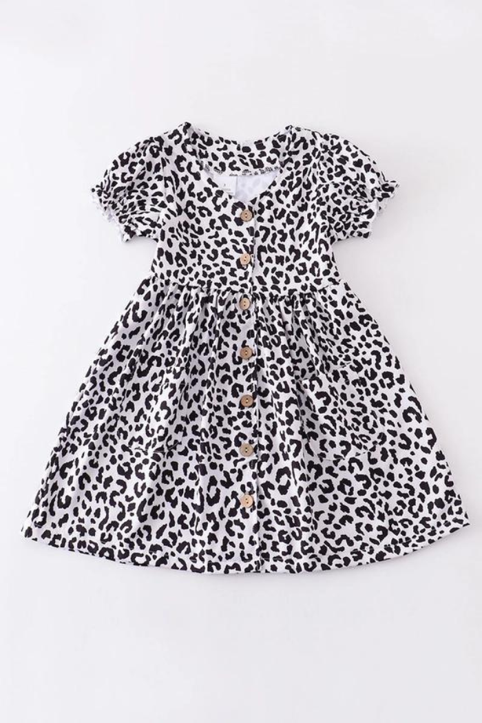 Black leopard print dress mommy & me "Girls"
