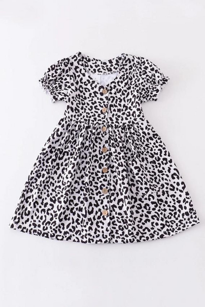 Black leopard print dress mommy & me "Girls"