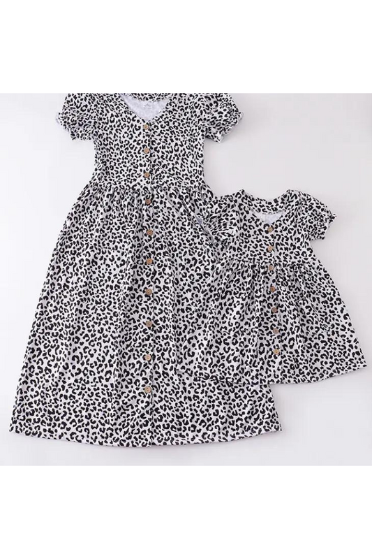Black leopard print dress mommy & me