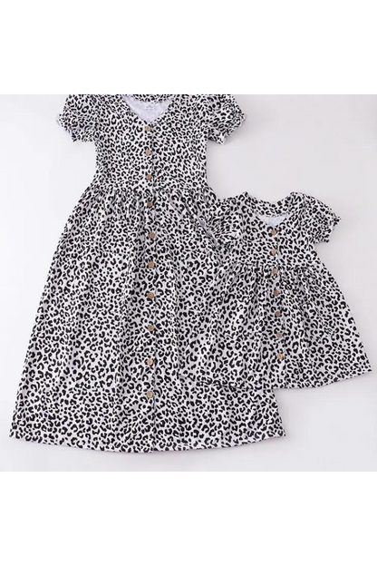 Black leopard print dress mommy & me "Mommy"