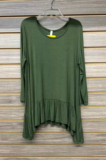 Solid Ruffle Tunic Top