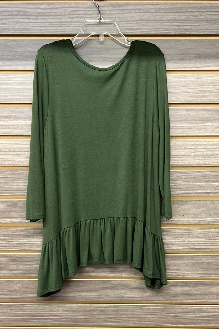 Solid Ruffle Tunic Top