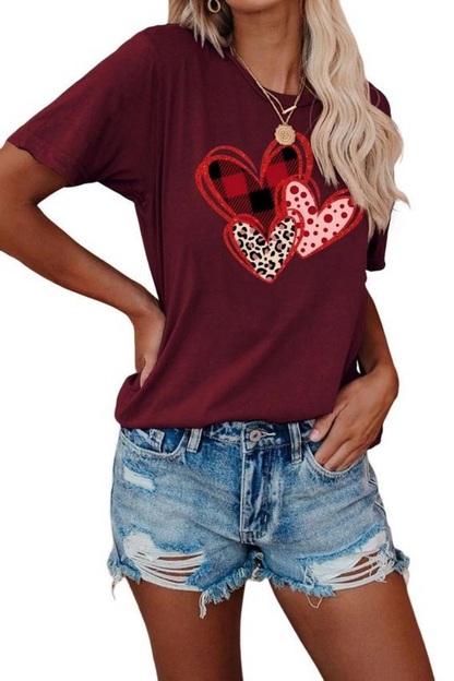 Leopard Print Love Round Neck T-Shirt