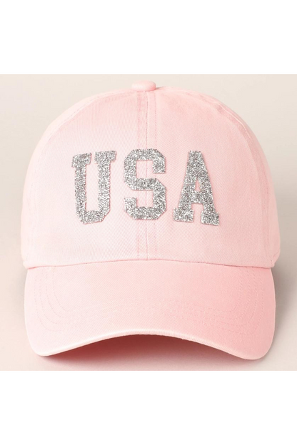 USA Letter Rhinestone Patch Baseball Cap