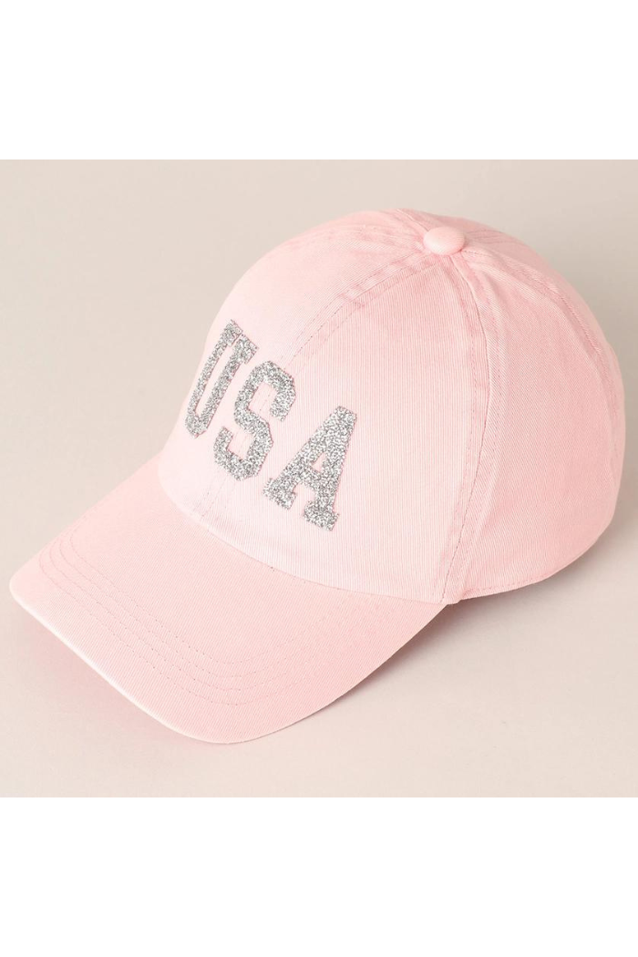 USA Letter Rhinestone Patch Baseball Cap