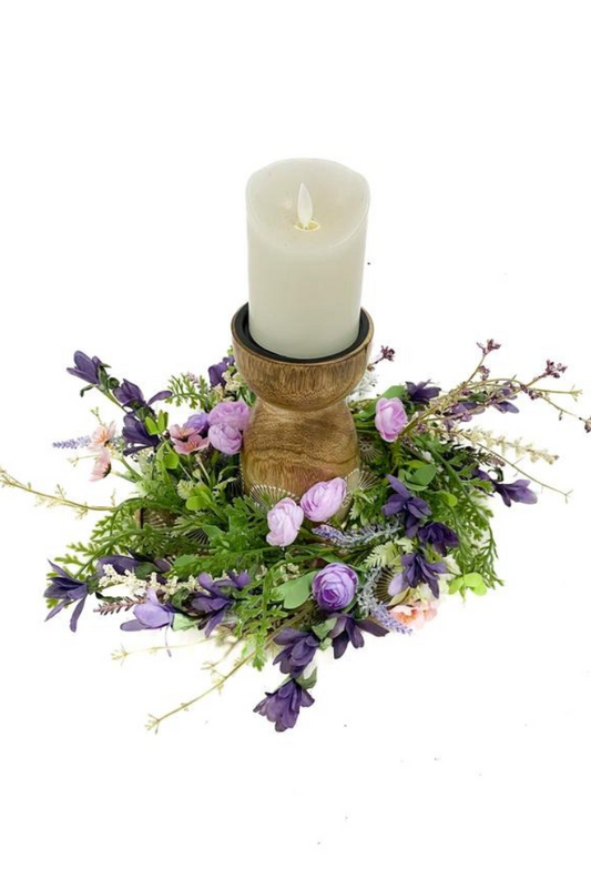 Purple Ranunculus 6.5in Candle Ring