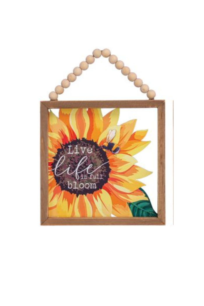 Framed Sunflower Beaded Hanger