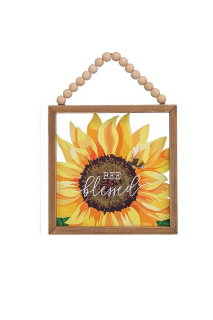 Framed Sunflower Beaded Hanger