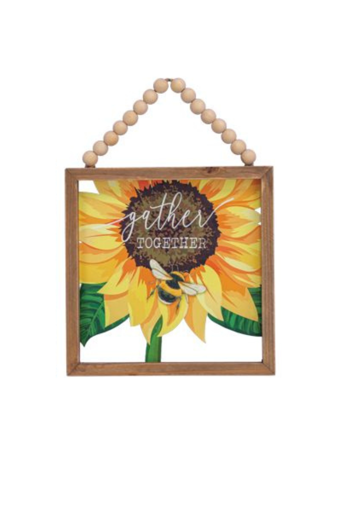 Framed Sunflower Beaded Hanger