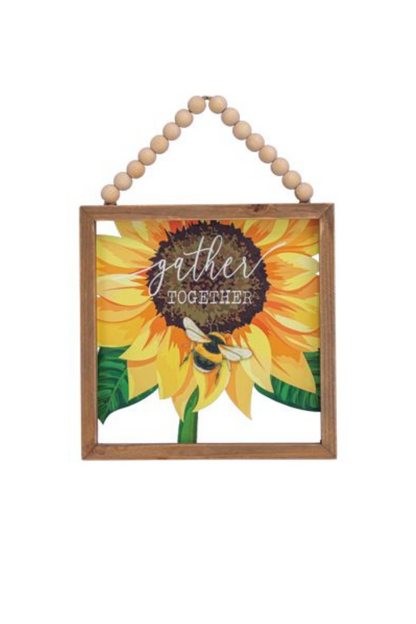 Framed Sunflower Beaded Hanger