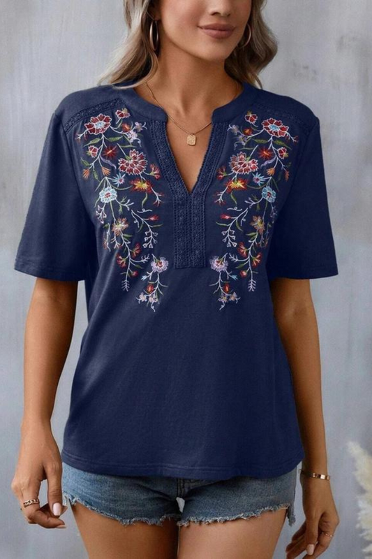 Embroidered Patchwork Lace Top