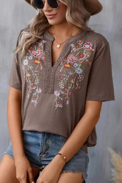 Embroidered Patchwork Lace Top