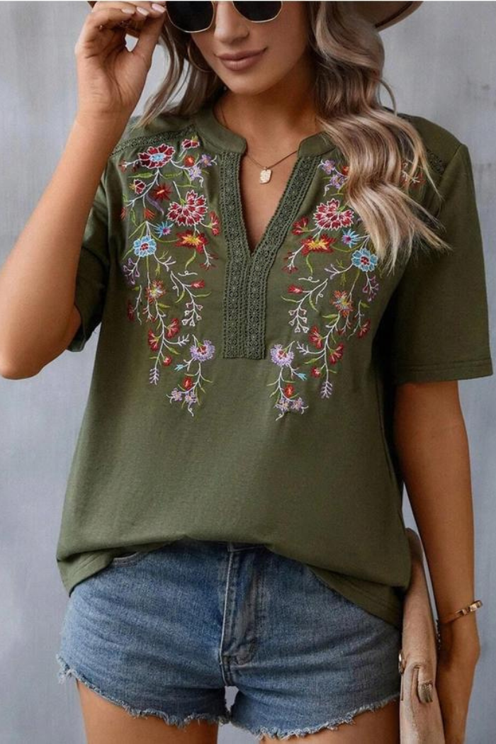 Embroidered Patchwork Lace Top