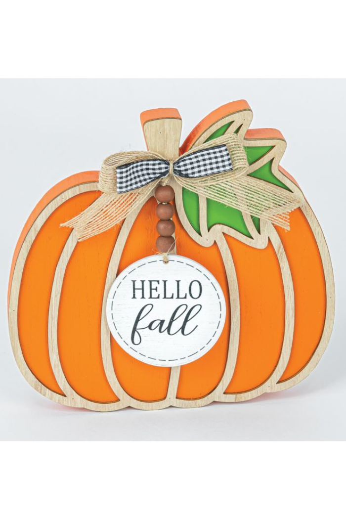 Hello Fall Wooden Pumpkin