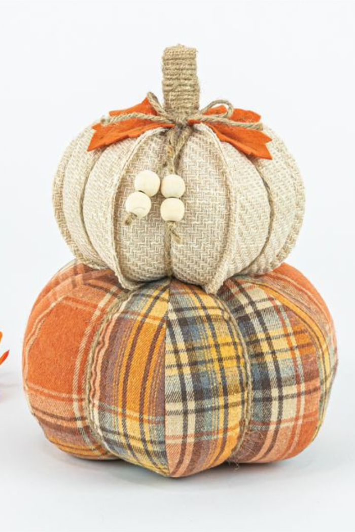 Burlap Plaid Stacking Pumpkin