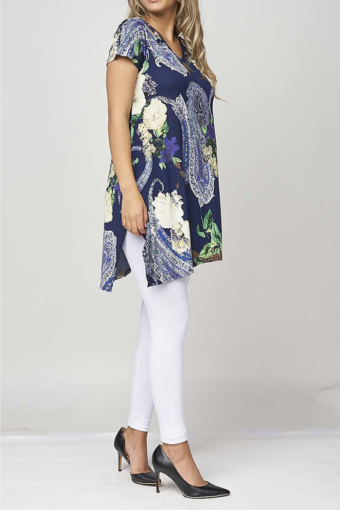 Blue floral paisley tunic