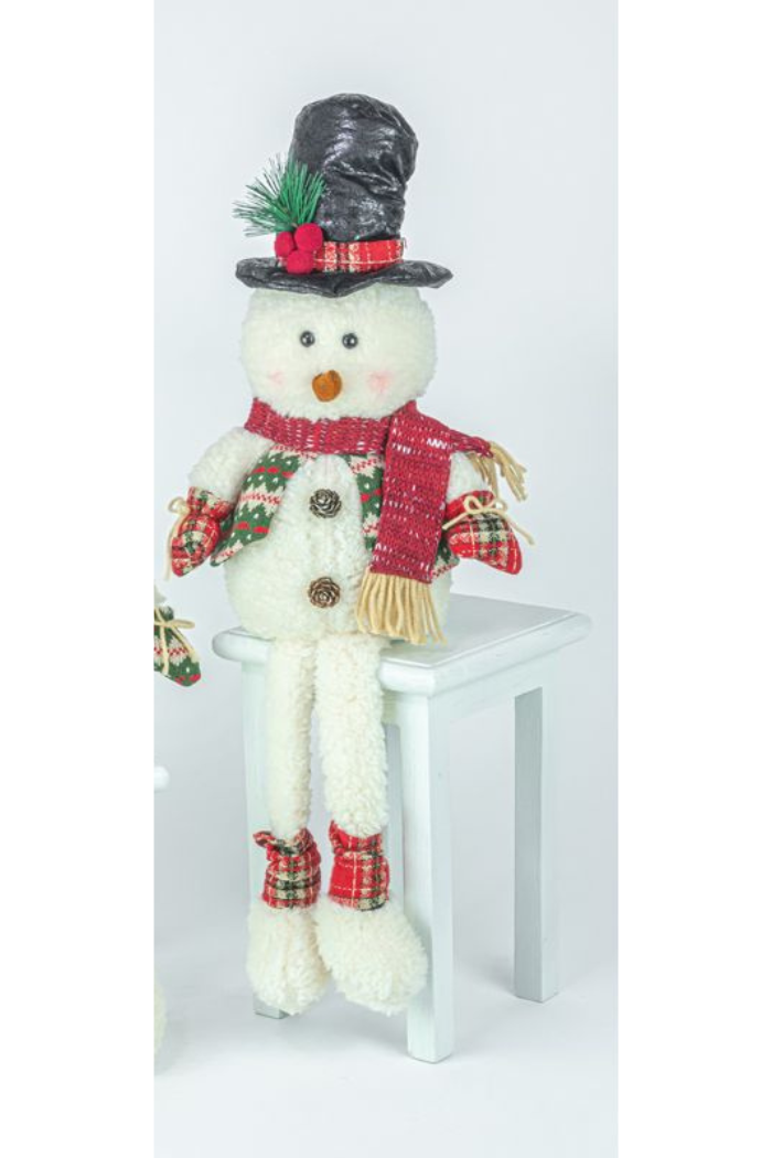 Furry Hat Snowman Dangle Legs
