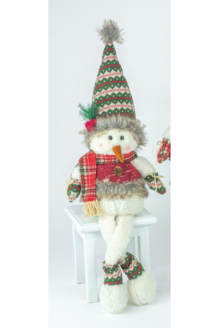 Furry Hat Snowman Dangle Legs