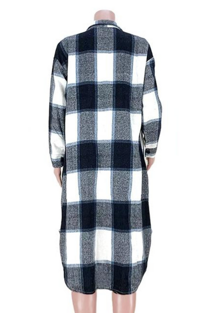 Flannel Pocket Plaid Long Shirt Jacket