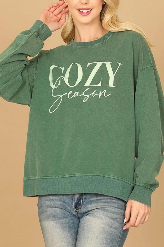 Long Sleeve Cozy Season Print Top